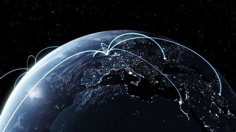 Global Network And Internet Connection In Orbital Earth Globe Stock