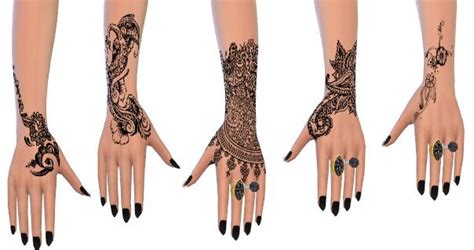Henna Tattoos At George Celine The Sims Sims Cheveux Sims Sims 4