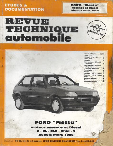 Revue Technique Ford Fiesta Essence Et Diesel C Cl Clx