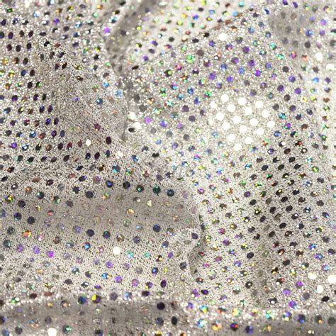 Pressed Sequin Fabric 3mm Silver Hologram Shine Trimmings And Fabrics