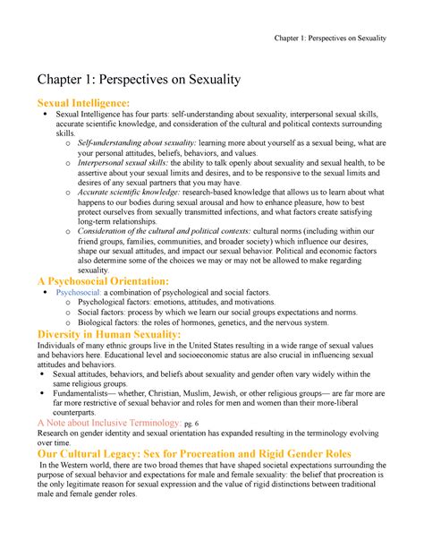 Ch 1 Perspectives On Sexuality Chapter 1 Perspectives On Sexuality Sexual Intelligence