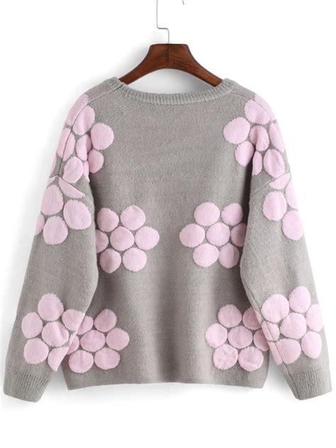 Flower Patterned Loose Sweaterfor Women Romwe