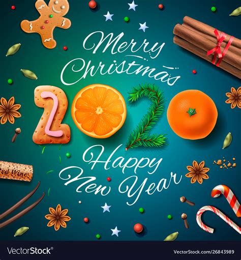 Merry Christmas Happy New Year 2020 Background Vector Image