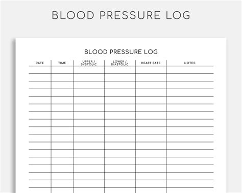 Blood Pressure Log Editable Printable Blood Pressure Tracker Etsy