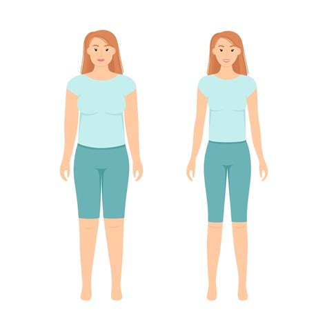 Premium Vector Fat And Slim Woman Before And After Weight Loss Vector Illustration