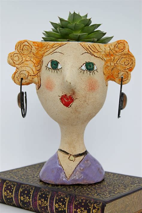 Unique Ceramic Face Mini Planter Lady Head Plant Pot With Etsy