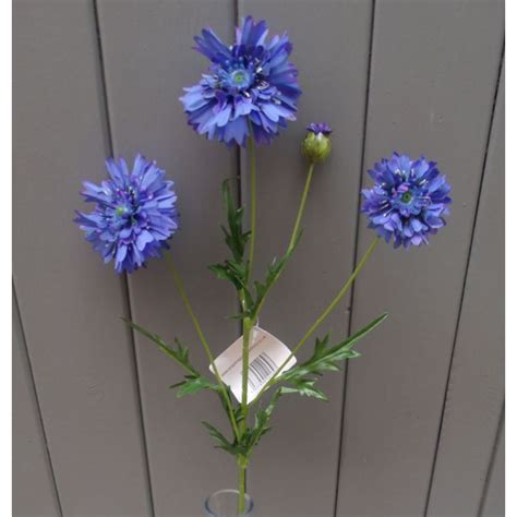Artificial 59cm Blue Cornflower Spray Permabloom