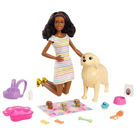 Barbie Brunette Doll And Newborn Pups Playset Shop Nfm