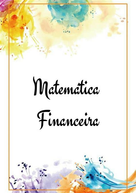 Capa Divis Ria Matem Tica Financeira Matem Tica Financeira