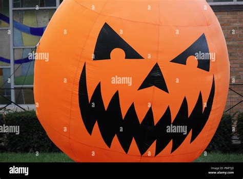 Halloween Decoration Huge Orange Inflated Balloon Pumpkin Displayed On