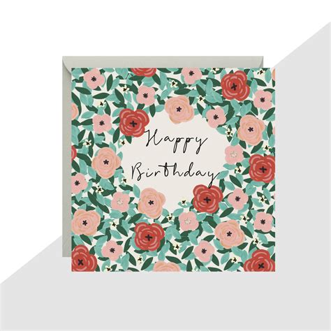 Happy Birthday Flowers Mini Card By Lottie Simpson