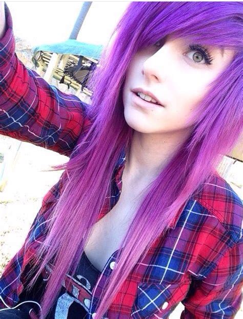 Emo Girl Purple Hair ️ Goth Fashion Emo Coiffure