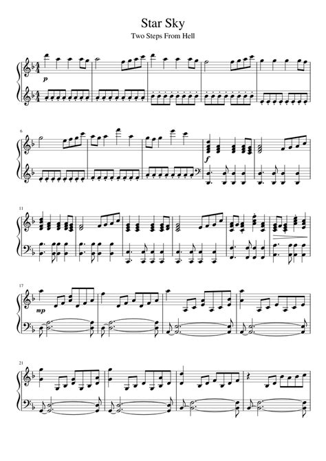 Two Steps From Hell Star Sky Piano Solo Sheet Music For Piano