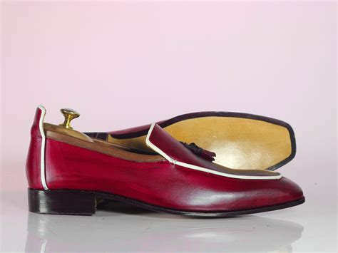 Men S Handmade Men S Reddish Pink Leather Loafer Shoe Men Tassels Loafer Designer Shoe On Storenvy