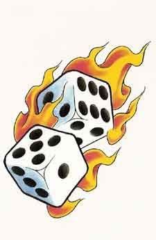 Three dice with nautical star in flame tattoo design. Pin on Flaming dice and sewing stuff