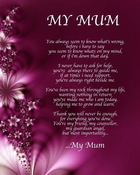 Personalised My Mum Poem Birthday Christmas T Present Happy Mother Day Quotes Mom Birthday
