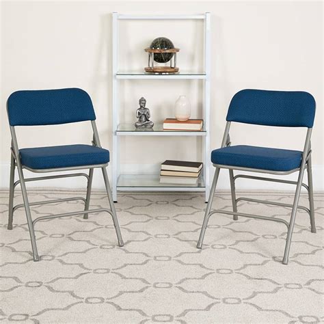 Hercules Navy Fabric Upholstered Metal Folding Chair Flash Furniture