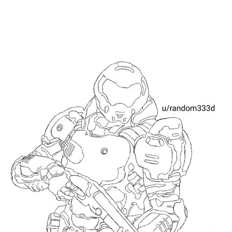 I Sketched Around A Picture Of The Doom Slayer Rdoom