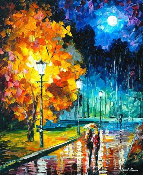 Romantic Night 2 Palette Knife Oil Painting On Canvas By Leonid
