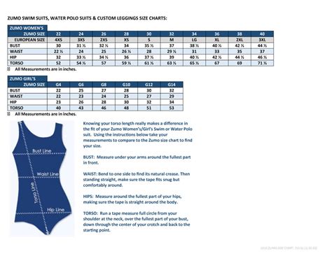 Swimsuit Size Conversion Chart