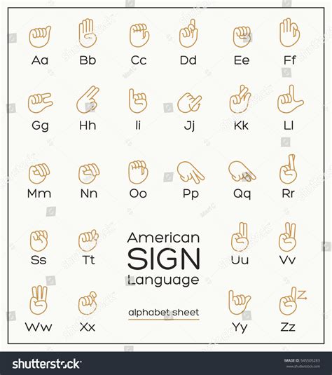 American Sign Language Asl Alphabet Stock Vector 545505283