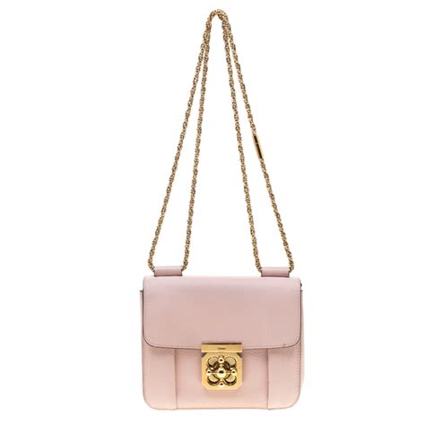 Chloe Pink Leather Small Elsie Chain Shoulder Bag Chloe The Luxury Closet
