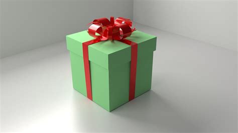 Green Present 1 with Ribbon 3D model | CGTrader