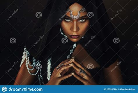Portrait Fantasy African American Woman Dark Queen Halloween Girl