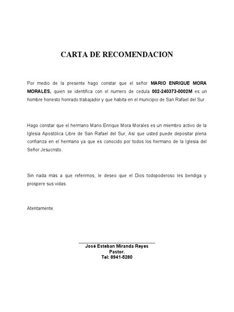 Modelo Carta De Recomendacion Personal Guatemala Pdmr Vrogue Co