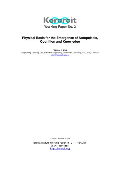The term autopoiesis refers to a system capable of reproducing and maintaining itself by creating its own parts and eventually further components. (PDF) Physical basis for the emergence of autopoiesis ...