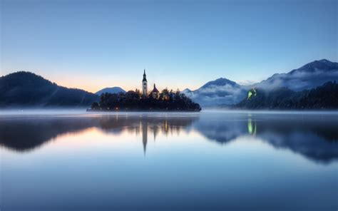 Photography Nature Slovenia Lake Sunrise Island