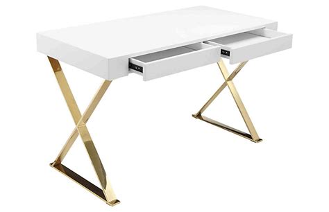 X Leg Desk Whitegold Desks Office Furniture One