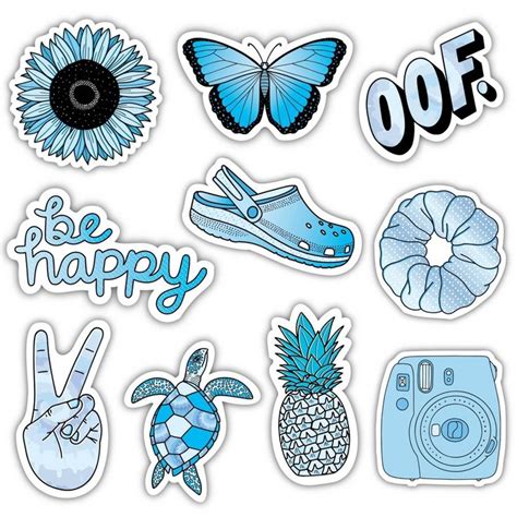 Big Moods Aesthetic Sticker Pack 10pc Blue Cute Laptop Stickers Preppy Stickers Aesthetic