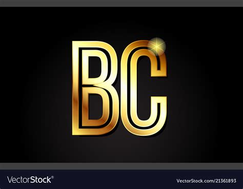 Gold Alphabet Letter Bc B C Logo Combination Icon Vector Image