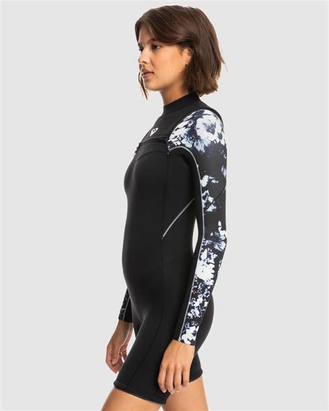 Roxy 25 Elite Xt St Printed Fz Gbs Wetsuit True Black Flowers Surfstitch