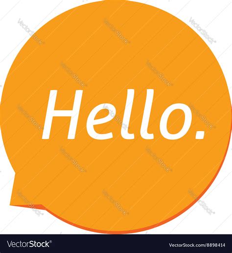 Hello Icon White Greeting Text On Orange Vector Image