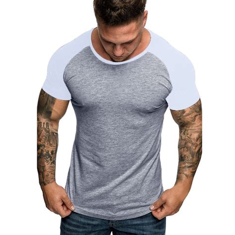 Mens Summer Daily Casual Camouflage Cotton O Neck Raglan Short Sleeve