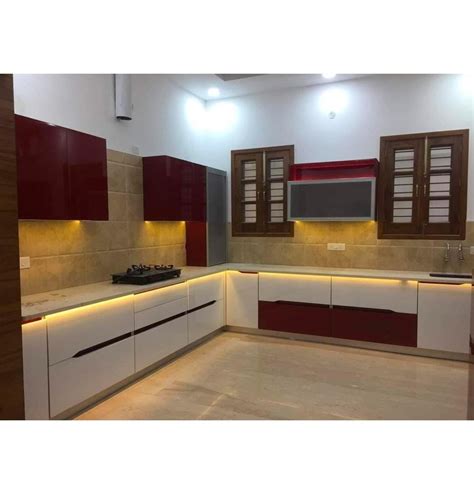 Wooden Modern L Shape Modular Kitchen Interior Designing Service At Rs