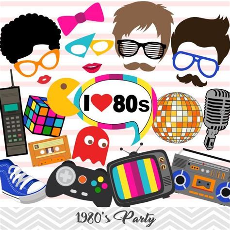 1980s Party Photo Booth Props Printable Retro 1980s Party Photo Booth