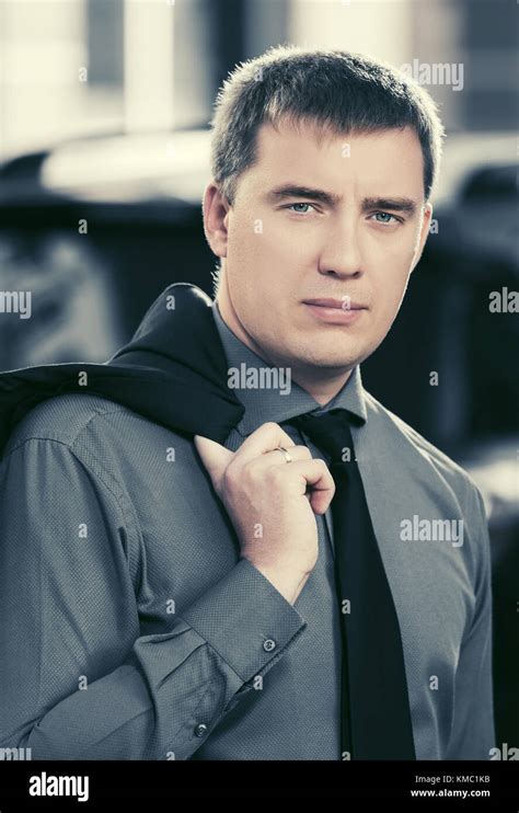 Young Handsome Business Man Walking In City Street Stock Photo Alamy