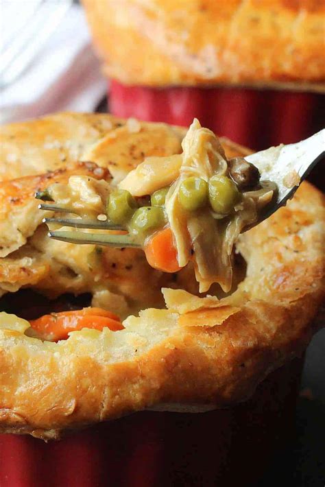 Stir in the shredded chicken or turkey and frozen peas. Amazing Chicken Pot Pie - How To Feed A Loon