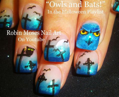 Nail Art By Robin Moses Owl Nails Halloween Nails Cute Halloween