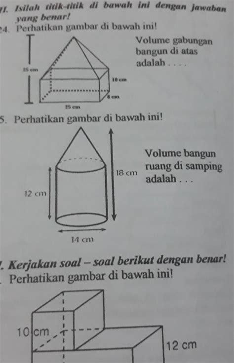 Perhatikan Gambar Dibawah Ini Volume Bangun Ruang Gabungan Kerucut Dan