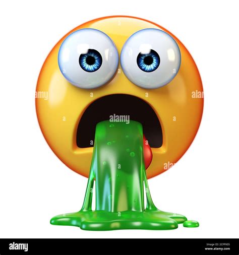 Puking Emoji Isolated On White Background Disgusted Or Sick Emoticon