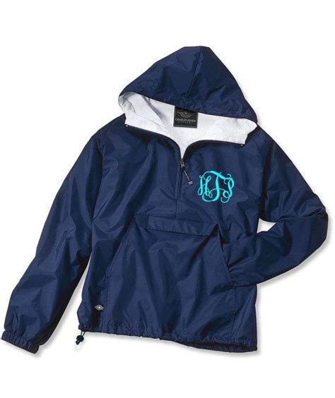 Navy Monogrammed Personalized Half Zip Rain Jacket Pullover By Charles