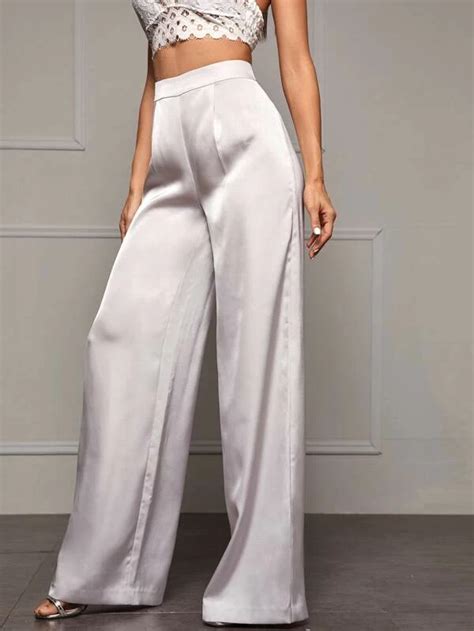 wide leg satin pants shein usa silk pants outfit high waisted pants outfit classy outfits