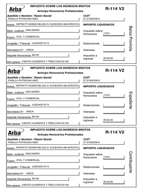 Boleta Para Pago De Ingresos Brutos Pdf