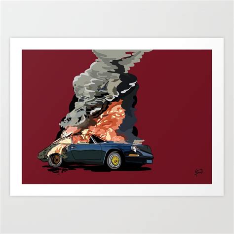 Crashed And Burning Porsche 911 Art Print By Corey Park Society6