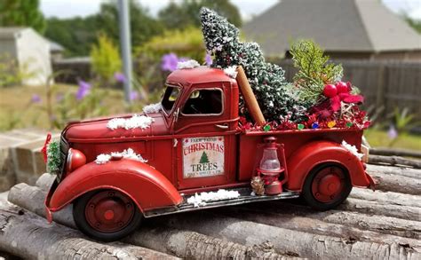 Christmas Red Truck Red Truck Decor Christmas Red Truck Etsy