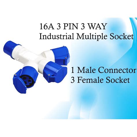 Multiple Industrial Commando Socket 16a 3 Pin 3 Way 1 Male And 3
